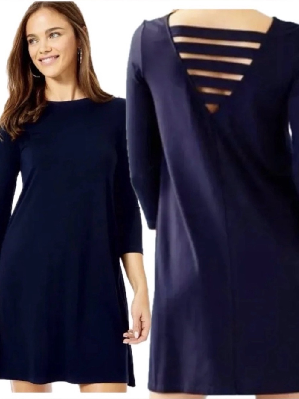 Lilly Pulitzer Navy Blue Ophelia Cut Out Back Swing Dress New with tags XS